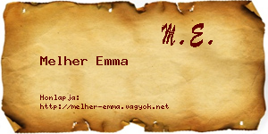 Melher Emma névjegykártya